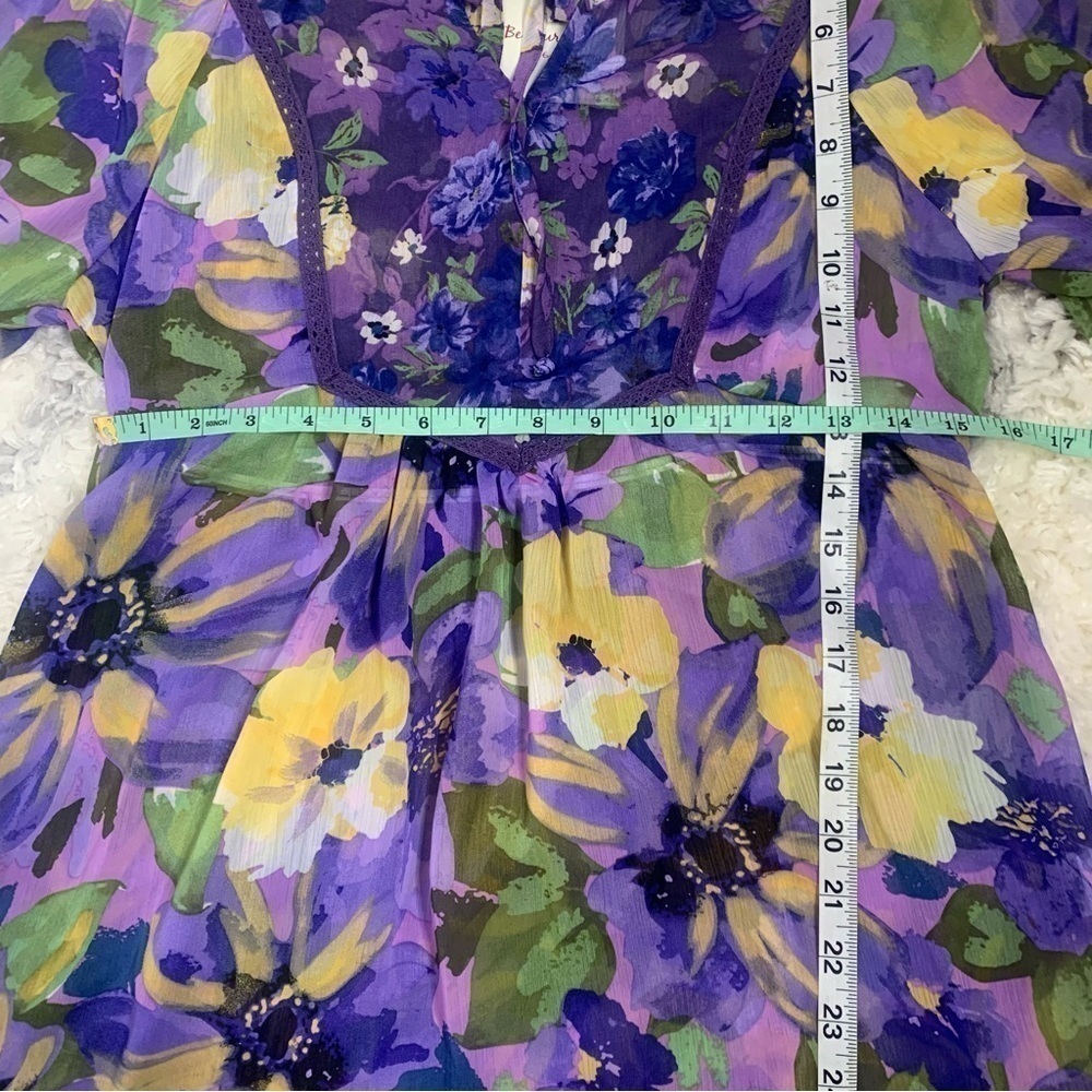 Fig and Flower Floral Keyhole Neckline Chiffon Blouse NWT - Picture 14 of 14